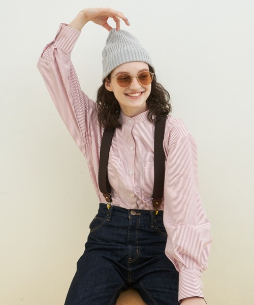 ご購入者様決定【merlot】ストライプロングワンピース シャツ ブラウス