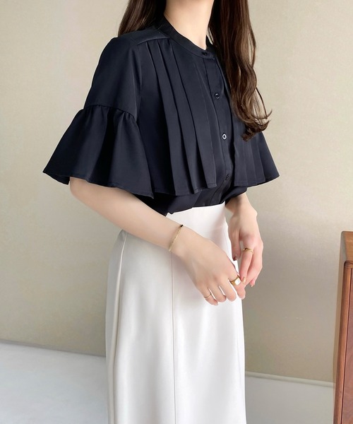 ブラウス ワンピース 長袖 プリーツ フレア シャツ ２色 mmshirtd23b_11.jpg