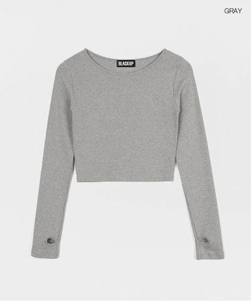 BLACKUP（ブラックアップ）の「[MADE] クロップフィンガーホールウォーマーTシャツ（Tシャツ/カットソー・レディース・ホワイト/ブラック/ミント/ブラウン/グレー・ONE SIZE）」の21枚目の写真