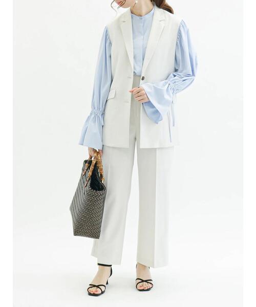 Te chichi（テチチ）の「麻調ワイドフルレングスパンツ（セットアップ可）（その他パンツ・レディース・ブラック/オフホワイト・SMALL/MEDIUM）」の15枚目の写真