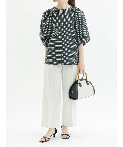 Te chichi（テチチ）の「麻調ワイドフルレングスパンツ（セットアップ可）（その他パンツ・レディース・ブラック/オフホワイト・SMALL/MEDIUM）」の16枚目の写真