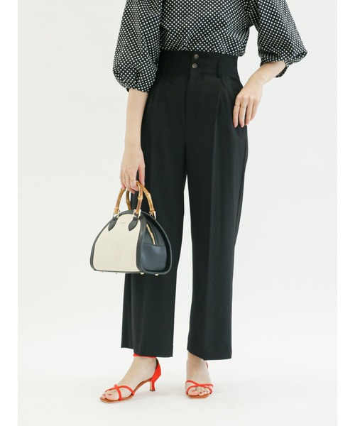 Te chichi（テチチ）の「麻調ワイドフルレングスパンツ（セットアップ可）（その他パンツ・レディース・ブラック/オフホワイト・SMALL/MEDIUM）」の8枚目の写真