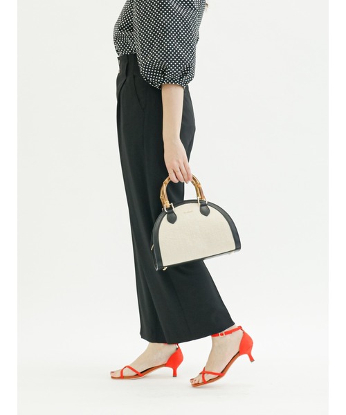 Te chichi（テチチ）の「麻調ワイドフルレングスパンツ（セットアップ可）（その他パンツ・レディース・ブラック/オフホワイト・SMALL/MEDIUM）」の9枚目の写真