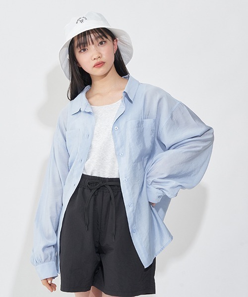 LOVETOXIC（ラブトキシック）の「シアーシャツインナーSET（シャツ/ブラウス・キッズ・サックスブルー/オフホワイト/ピンク・L/S/M）」の2枚目の写真