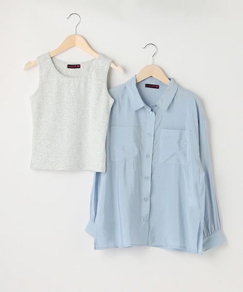 LOVETOXIC（ラブトキシック）の「シアーシャツインナーSET（シャツ/ブラウス・キッズ・サックスブルー/オフホワイト/ピンク・L/S/M）」の9枚目の写真