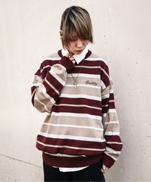 Z)【BLINGLEADS】723400 MULTI BORDAERCREW NECK/マルチボーダー クルーネック