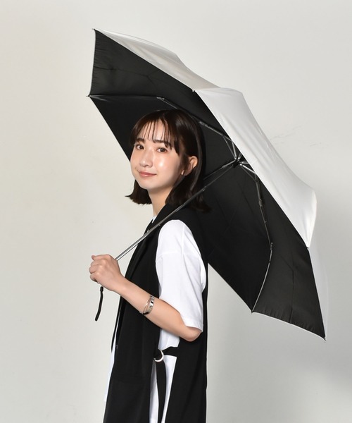 Waterfront（ウォーターフロント）の「晴雨兼用　サンシェイド無地 55（折りたたみ傘・レディース・ホワイト/ダークネイビー/ブラック/ライトピンク・FREE）」の13枚目の写真