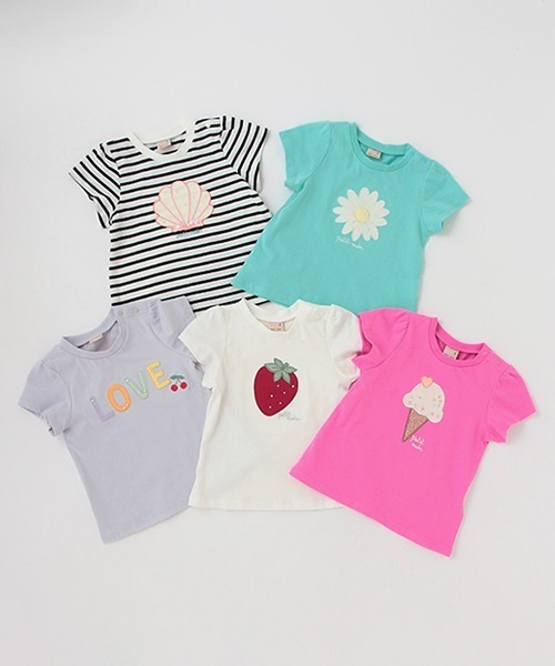 petit main（プティマイン）の「【接触冷感/リンク】モチーフ半袖Tシャツ（Tシャツ/カットソー・キッズ・ライトグレー/エメラルド/オフホワイト/ブラック/ピンク・100cm/110cm/130cm/90cm/120cm/80ｃｍ）」の14枚目の写真