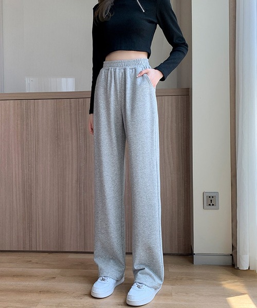 shopnikoniko(ショップニコニコ)の「ハイウエスト ワイドスウェットパンツ(スウェットパンツ・レディース・ブラック/グレー/ホワイト・フリー)」の12枚目の写真