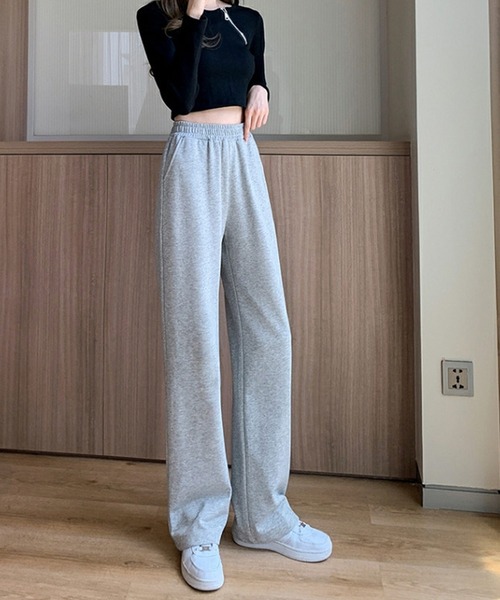 shopnikoniko(ショップニコニコ)の「ハイウエスト ワイドスウェットパンツ(スウェットパンツ・レディース・ブラック/グレー/ホワイト・フリー)」の10枚目の写真