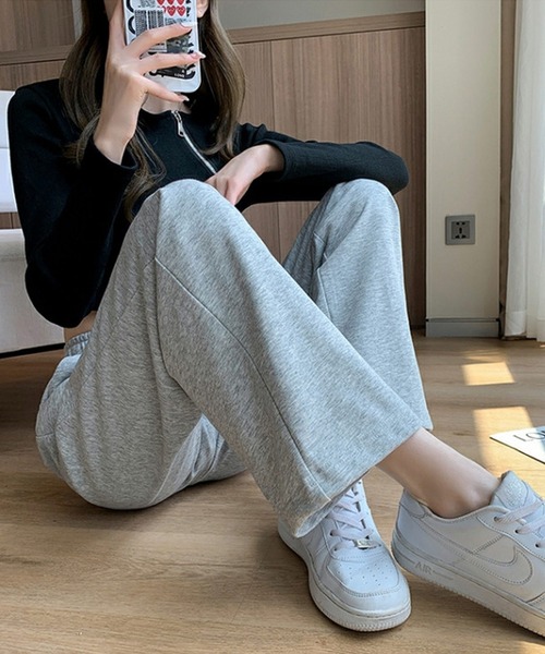 shopnikoniko(ショップニコニコ)の「ハイウエスト ワイドスウェットパンツ(スウェットパンツ・レディース・ブラック/グレー/ホワイト・フリー)」の18枚目の写真