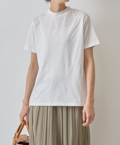 BEARDSLEY(ビアズリー)の「モックネック後ろ釦Tシャツ(Tシャツ/カットソー・レディース・ネイビー/ホワイト/ブラック×ホワイト・FREE)」の9枚目の写真