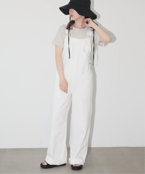 サイドボタンデニムツイルサロペット