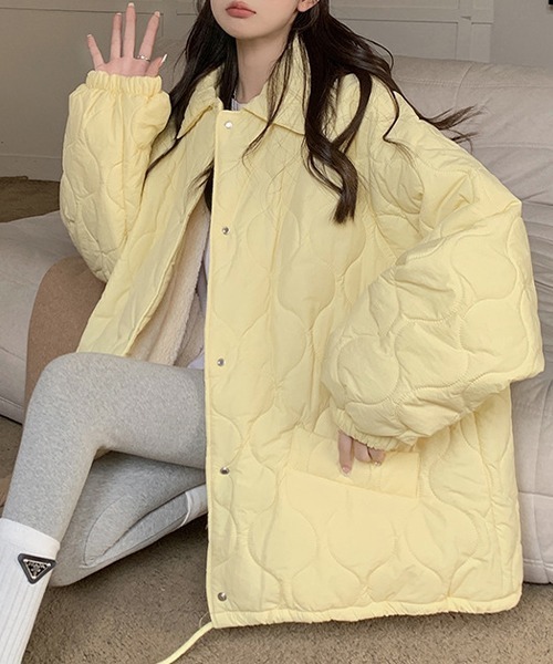 c.u.l（シーユーエル）の「オーバーサイズ キルティング モンスター ジャケット culw530（ダウンジャケット/コート・レディース・ホワイト/ベージュ/ブラック/イエロー・L/M/XL）」の21枚目の写真