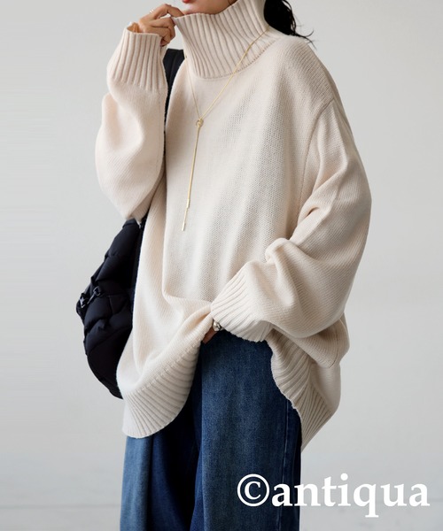 antiqua（アンティカ）の「ハイネックリブニット（ニット/セーター・レディース・ブラック/ベージュ系その他/ダークグリーン/グレー/ブルー系その他・FREE）」の4枚目の写真