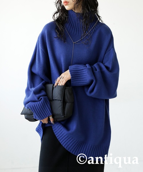 antiqua（アンティカ）の「ハイネックリブニット（ニット/セーター・レディース・ブラック/ベージュ系その他/ダークグリーン/グレー/ブルー系その他・FREE）」の5枚目の写真