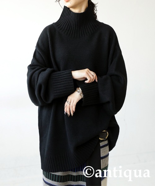 antiqua（アンティカ）の「ハイネックリブニット（ニット/セーター・レディース・ブラック/ベージュ系その他/ダークグリーン/グレー/ブルー系その他・FREE）」の6枚目の写真