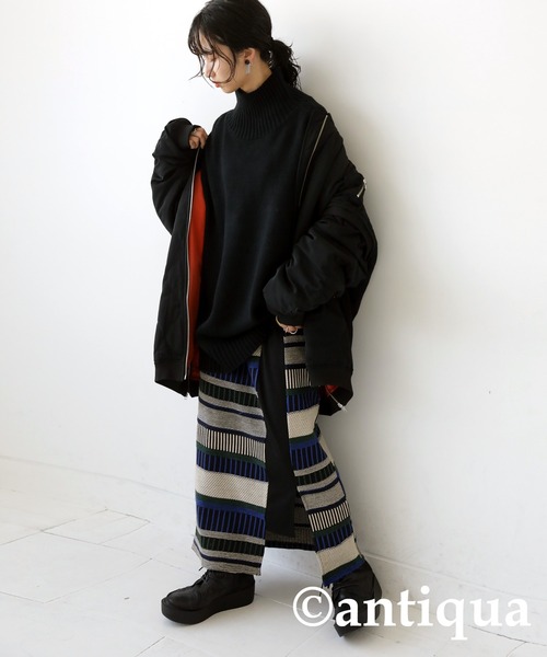 antiqua（アンティカ）の「ハイネックリブニット（ニット/セーター・レディース・ブラック/ベージュ系その他/ダークグリーン/グレー/ブルー系その他・FREE）」の9枚目の写真