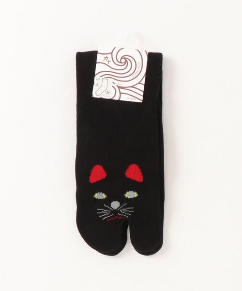 カヤ(カヤ)の「【カヤ】足袋型くつ下23~25cm 福猫 黒(ソックス/靴下・レディース・ブラック・FREE)」の2枚目の写真