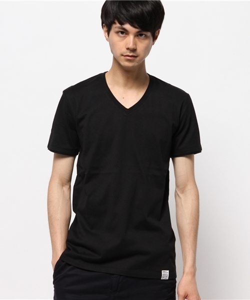 AZUL by moussy（アズールバイマウジー）の「汗染み防止天竺Vネック半袖T（Tシャツ/カットソー・メンズ・ホワイト/レッド/ブラック/インディゴブルー/トップグレー・SMALL/X-SMALL/LARGE/X-LARGE/MEDIUM）」の3枚目の写真