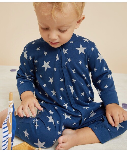 PETIT BATEAU(プチバトー)の「プリント足なしロンパース(ロンパース・キッズ・ブルー/ホワイト系その他・6MONTH/3MONTH/12MONTH)」の3枚目の写真