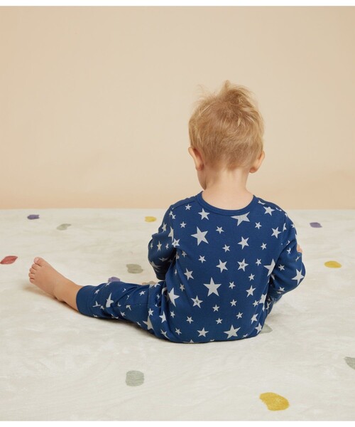 PETIT BATEAU(プチバトー)の「プリント足なしロンパース(ロンパース・キッズ・ブルー/ホワイト系その他・6MONTH/3MONTH/12MONTH)」の4枚目の写真
