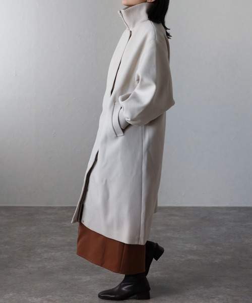 ap retro（アプレトロ）の「スタンドオーバーコート（チェスターコート・レディース・アイボリー/グレイッシュベージュ/カーキ/ブラック・FREE）」の7枚目の写真