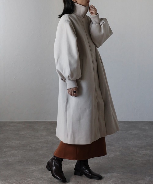 ap retro（アプレトロ）の「スタンドオーバーコート（チェスターコート・レディース・アイボリー/グレイッシュベージュ/カーキ/ブラック・FREE）」の8枚目の写真