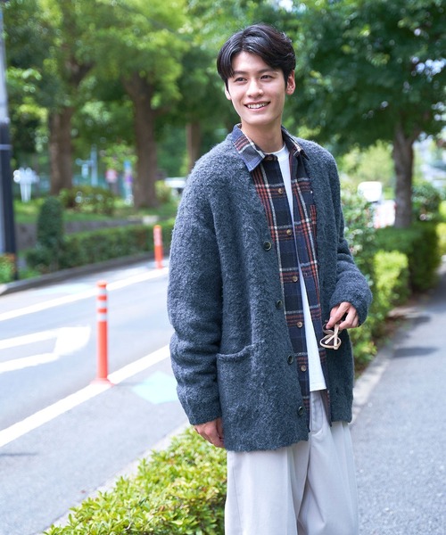 coca（coca）（コカ）の「メンズブークレシャギーカーディガン（カーディガン/ボレロ・メンズ・チャコール/ネイビー/イエロー/ライトグリーン・M/L）」の6枚目の写真