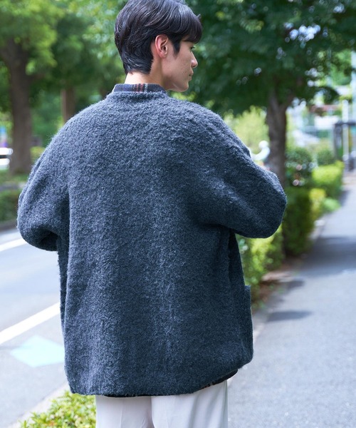 coca（coca）（コカ）の「メンズブークレシャギーカーディガン（カーディガン/ボレロ・メンズ・チャコール/ネイビー/イエロー/ライトグリーン・M/L）」の7枚目の写真