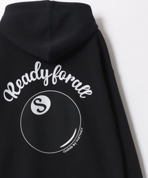 Lazar 別注 Ball & Dice Hoodie/オーバーサイズ 裏起毛 ワンポイント刺繍 バックプリント スウェット パーカー フーディー/長袖 トップス プルオーバー/レディース メンズ