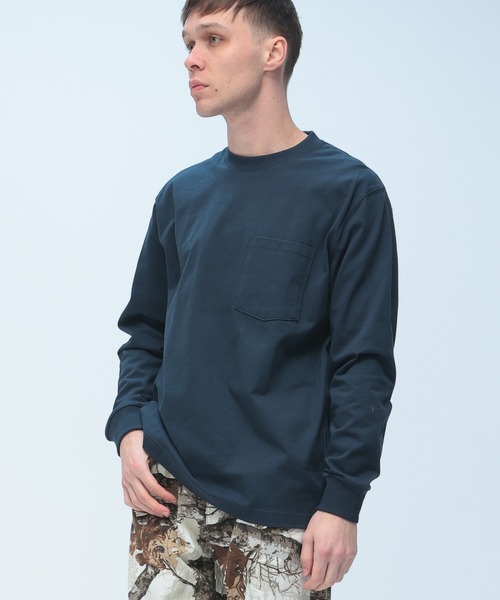 SAKAZEN(サカゼン)の「S&SONS (エスアンドサンズ) 綿100% ベビーウェイト ポケット付き 長袖 Tシャツ メンズ レディース(Tシャツ/カットソー・メンズ・オレンジ/ワイン/ブラック/ベージュ/ブルー/ダークグレー/ホワイト/ネイビー/グレー・LL/L/M)」の1枚目の写真