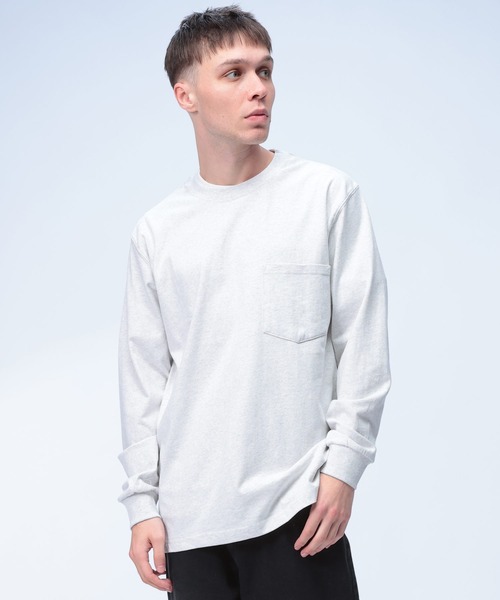 SAKAZEN(サカゼン)の「S&SONS (エスアンドサンズ) 綿100% ベビーウェイト ポケット付き 長袖 Tシャツ メンズ レディース(Tシャツ/カットソー・メンズ・オレンジ/ワイン/ブラック/ベージュ/ブルー/ダークグレー/ホワイト/ネイビー/グレー・LL/L/M)」の4枚目の写真