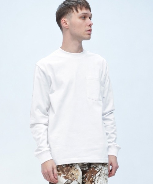 SAKAZEN(サカゼン)の「S&SONS (エスアンドサンズ) 綿100% ベビーウェイト ポケット付き 長袖 Tシャツ メンズ レディース(Tシャツ/カットソー・メンズ・オレンジ/ワイン/ブラック/ベージュ/ブルー/ダークグレー/ホワイト/ネイビー/グレー・LL/L/M)」の2枚目の写真