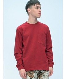 S&SONS (エスアンドサンズ) 綿100% ベビーウェイト ポケット付き 長袖 Tシャツ メンズ レディース