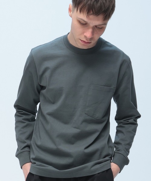 SAKAZEN(サカゼン)の「S&SONS (エスアンドサンズ) 綿100% ベビーウェイト ポケット付き 長袖 Tシャツ メンズ レディース(Tシャツ/カットソー・メンズ・オレンジ/ワイン/ブラック/ベージュ/ブルー/ダークグレー/ホワイト/ネイビー/グレー・LL/L/M)」の5枚目の写真