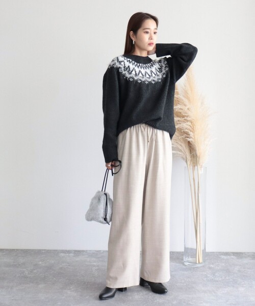 fredy emue（フレディエミュ）の「ウール混イージーパンツ（その他パンツ・レディース・ブラック/ベージュ/ブラック系その他3・36/38）」の4枚目の写真