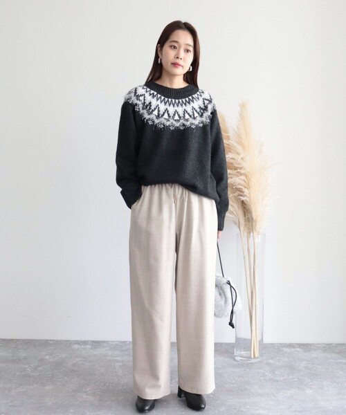 fredy emue（フレディエミュ）の「ウール混イージーパンツ（その他パンツ・レディース・ブラック/ベージュ/ブラック系その他3・36/38）」の5枚目の写真