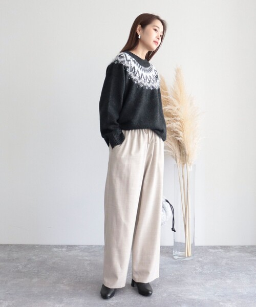 fredy emue（フレディエミュ）の「ウール混イージーパンツ（その他パンツ・レディース・ブラック/ベージュ/ブラック系その他3・36/38）」の6枚目の写真