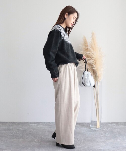 fredy emue（フレディエミュ）の「ウール混イージーパンツ（その他パンツ・レディース・ブラック/ベージュ/ブラック系その他3・36/38）」の7枚目の写真