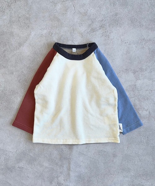 JIPPON（ジポン）の「クレイジーラグラントレーナー/日本製（90～140cm）（スウェット・キッズ・チャコール/オフホワイト/ライトピンク・90/95/100/110/120/130/140）」の4枚目の写真