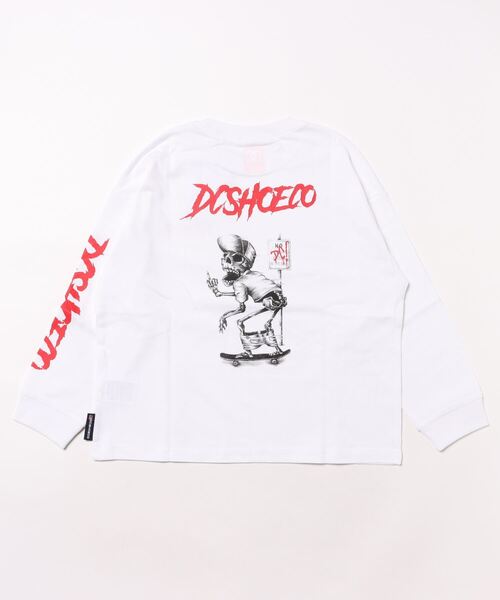 DC SHOES（ディーシーシューズ）の「23 KD SKULL LS/DCキッズ袖プリント長袖ロンT（Tシャツ/カットソー・キッズ・ホワイト/ブラック/ブラウン・140/150/160/130/120）」の4枚目の写真