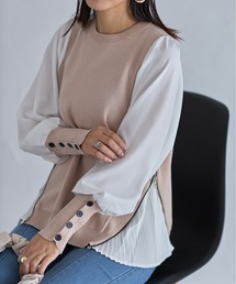 each（イーチ）の「サイドジップレイヤード風ニットプルオーバー（ニット/セーター）」