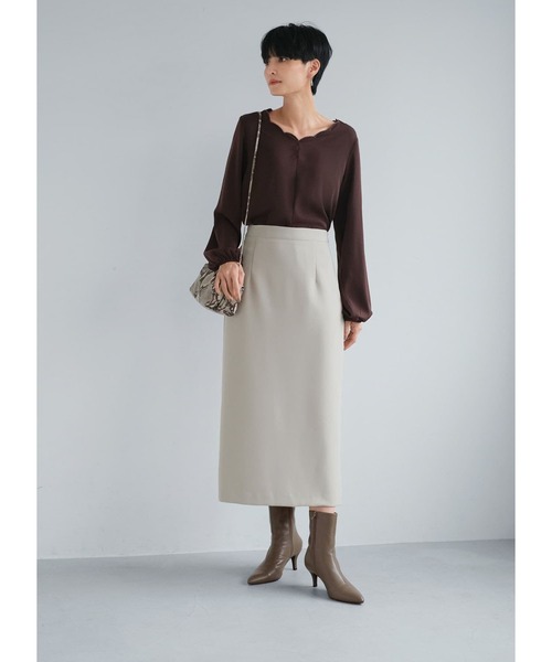 STYLE DELI(スタイルデリ)の「スカラップネックブラウス(シャツ/ブラウス・レディース・ダークブラウン系/ブラウン系・M/LARGE)」の3枚目の写真