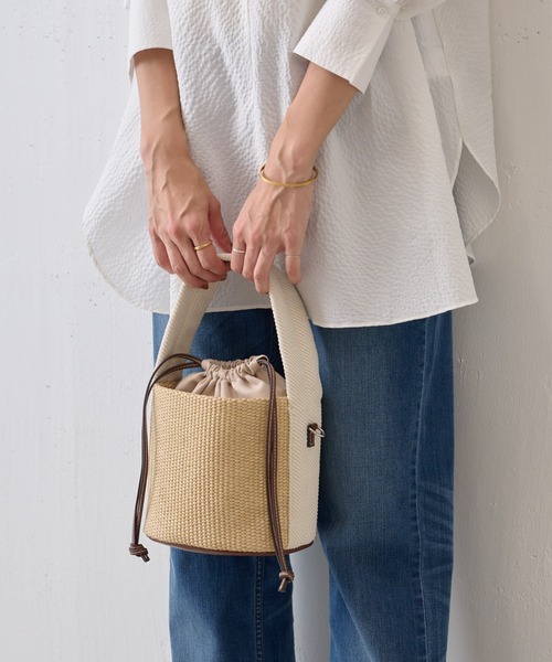 BEARDSLEY（ビアズリー）の「ミニカゴマルチ２WAY巾着バケツバック（トートバッグ・レディース・ホワイト/ブラック・FREE）」の19枚目の写真