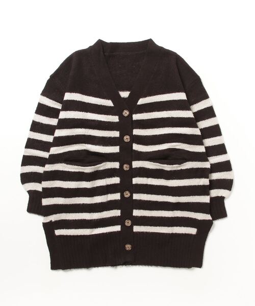 【セール】atONE Vネックボーダーふわふわニットカーディガン（カーディガン/ボレロ）｜atONE（アットワン）