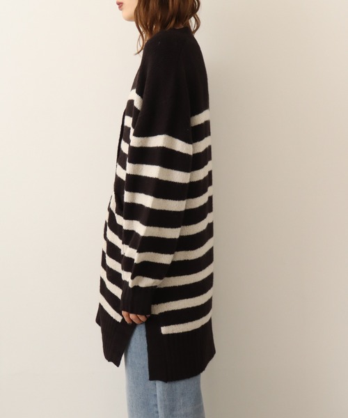【セール】atONE Vネックボーダーふわふわニットカーディガン（カーディガン/ボレロ）｜atONE（アットワン）