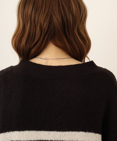 【セール】atONE Vネックボーダーふわふわニットカーディガン（カーディガン/ボレロ）｜atONE（アットワン）