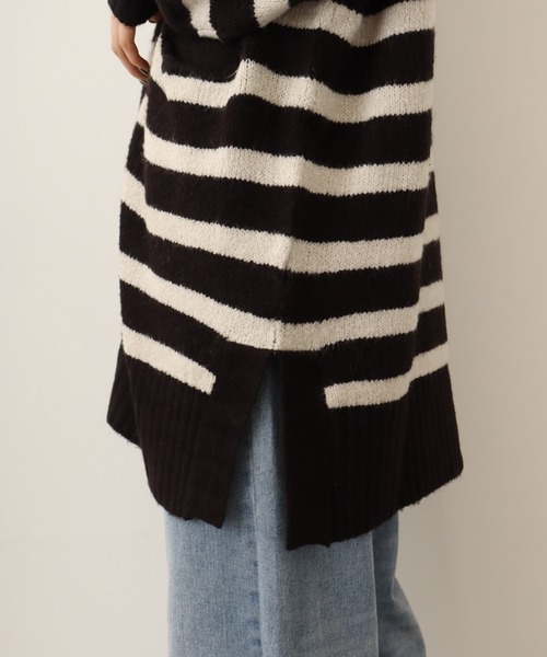 【セール】atONE Vネックボーダーふわふわニットカーディガン（カーディガン/ボレロ）｜atONE（アットワン）