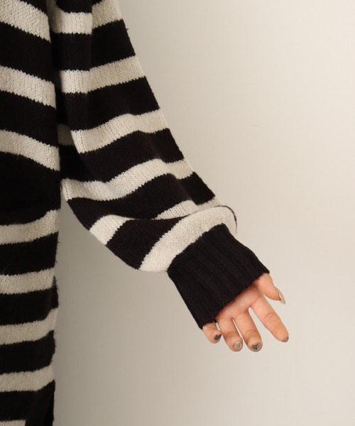 【セール】atONE Vネックボーダーふわふわニットカーディガン（カーディガン/ボレロ）｜atONE（アットワン）